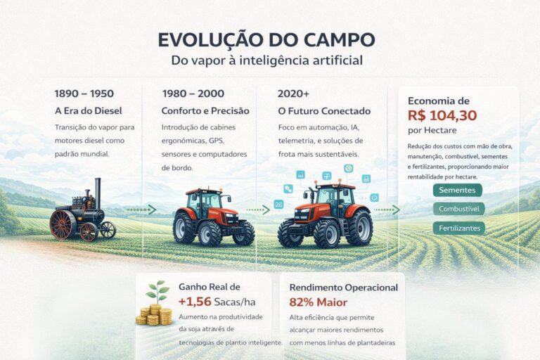 Do vapor à inteligência artificial: como a evolução das máquinas transformou o campo brasileiro